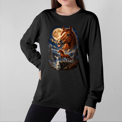 Best Horse Lover Shirt , Funny Horse UnisexT-Shirt/Hoodie/Sweatshirt HLT00 - Funny Horse Howling to The Moon Meme Mystical Horse Art T-Shirt