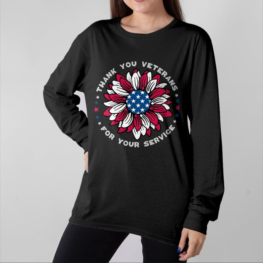Proud Veteran Shirt, Funny Veteran UnisexT-Shirt/Hoodie/Sweatshirt HLT00 - Thank You Veterans Sunflower, Military Veterans Day Tribute T-Shirt, Men, Black, 3X-Large