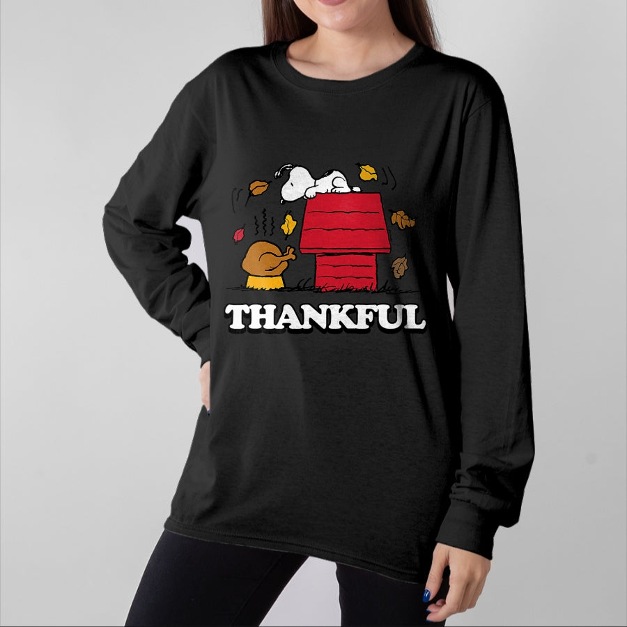 Best Thanksgiving Family Shirt , Funny Thanksgiving UnisexT-Shirt/Hoodie/Sweatshirt HLT00 - Peanuts - Snoopy Thankful Turkey with Fall Leaves T-Shirt