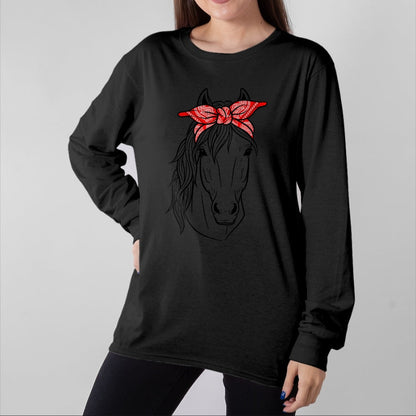 Best Horse Lover Shirt , Funny Horse UnisexT-Shirt/Hoodie/Sweatshirt HLT00 - Funny Horse Lovers Tee  Red Bandana Print for Girls & Women T-Shirt