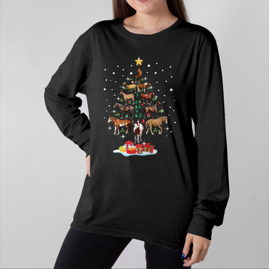 Best Horse Lover Shirt , Funny Horse UnisexT-Shirt/Hoodie/Sweatshirt HLT00 - Horse Tree Christmas Horses Xmas Gifts for Women Girls T-Shirt
