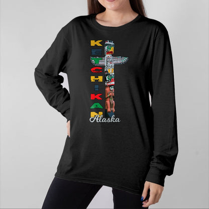 Native American T-Shirts, Vintage Native American Unisex T-Shirt/Hoodie/Sweatshirt HLT00 - Ketchikan Alaska Totem Pole Native Art Souvenir Keepsake