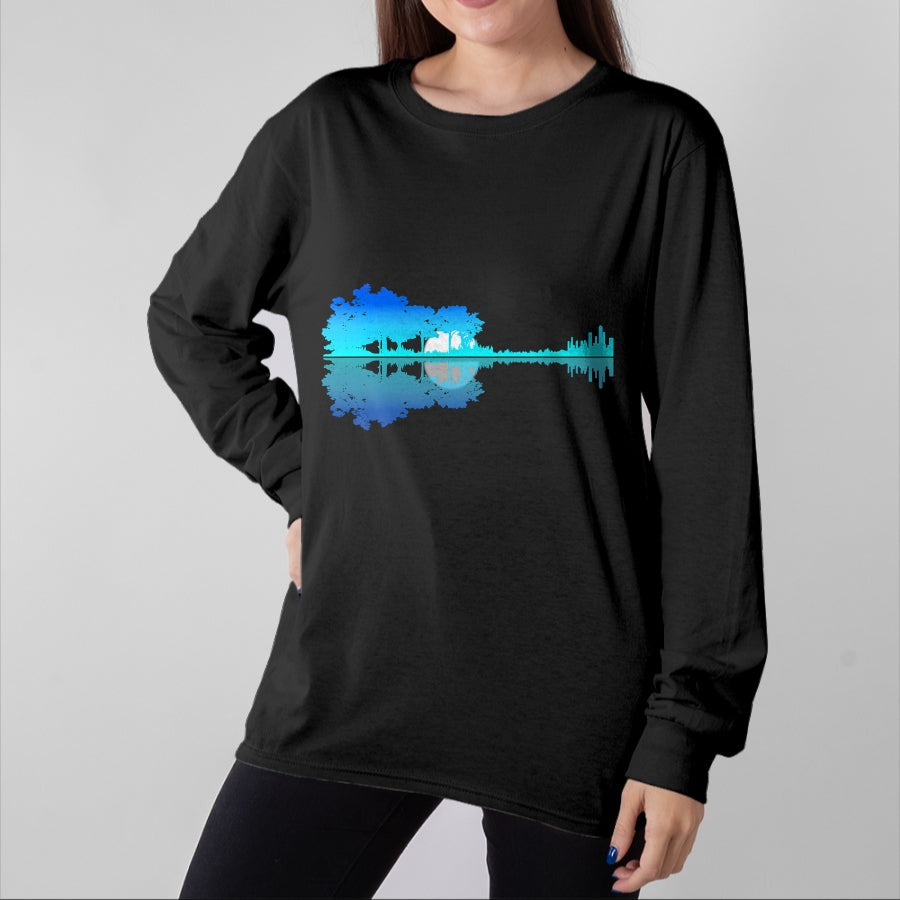 Guitar Lover Shirt, Funny Guitar UnisexT-Shirt/Hoodie/Sweatshirt HLT00 - Guitar Lake Shadow Love Guitar Musician T-Shirt (1)