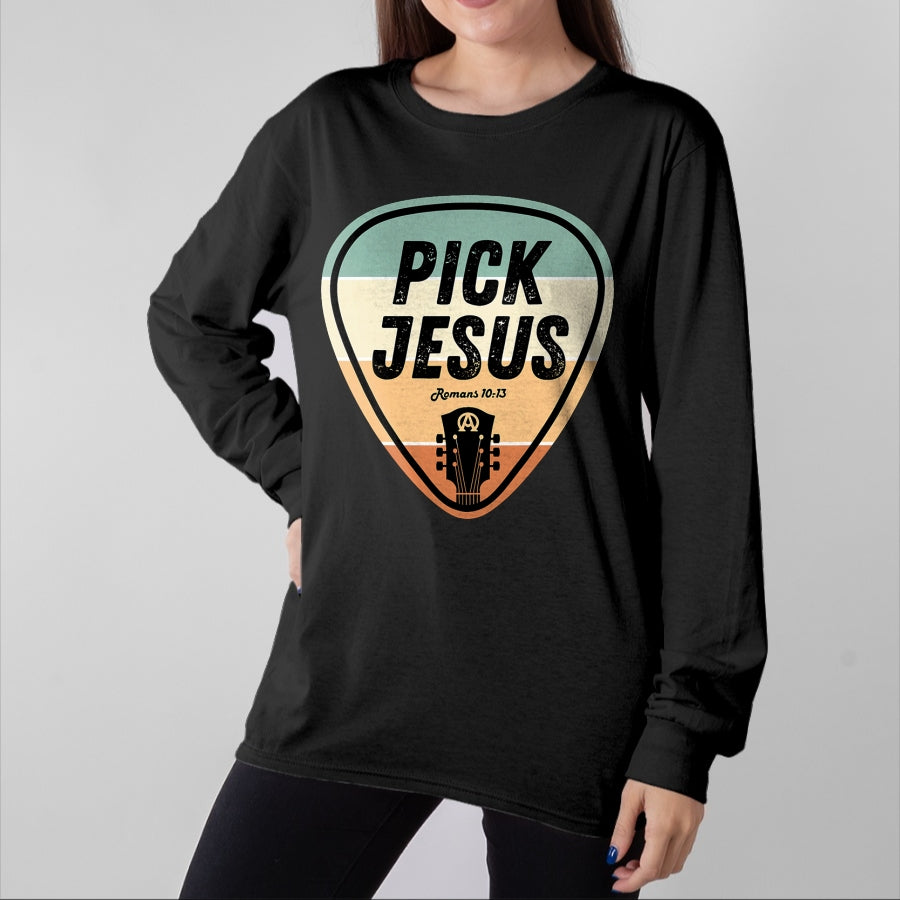 Guitar Lover Shirt, Funny Guitar UnisexT-Shirt/Hoodie/Sweatshirt HLT00 - Pick Jesus Shirt Funny Christian Music Guitar Pick Men Women T-Shirt