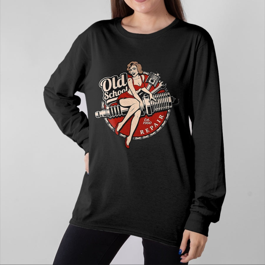 Best Mechanic Life Shirt, Funny Mechanic UnisexT-Shirt/Hoodie/Sweatshirt HLT00 - Spark Plug Pinup Mechanic T-Shirt, Men, Black, 3X-Large