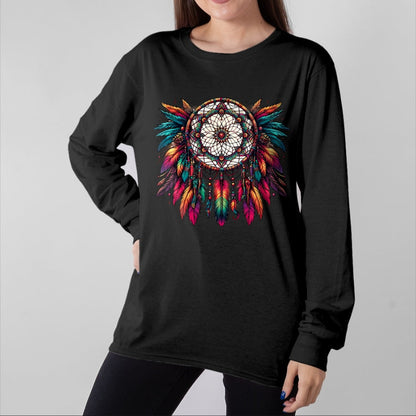 Native American T-Shirts, Vintage Native American Unisex T-Shirt/Hoodie/Sweatshirt HLT00 - Colorful Dreamcatcher Feather Tee Art Native American Indian