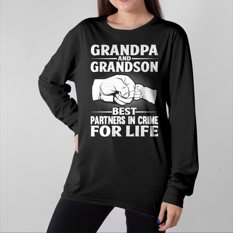 Best Grandpa Shirt, Proud Grandpa Unisex T-Shirt/Hoodie/Sweatshirt HLT00 - Grandpa and GrandSon Best Partners in Crime For Life