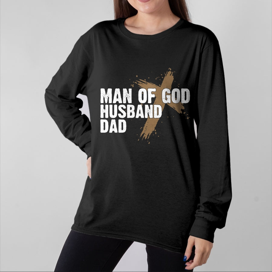 Gift for Dad Shirt, Funny Dad Unisex T-Shirt/Hoodie/Sweatshirt HLT00 – Man Of God Husband Dad Religious Cross Father_s Day Faith T-Shirt