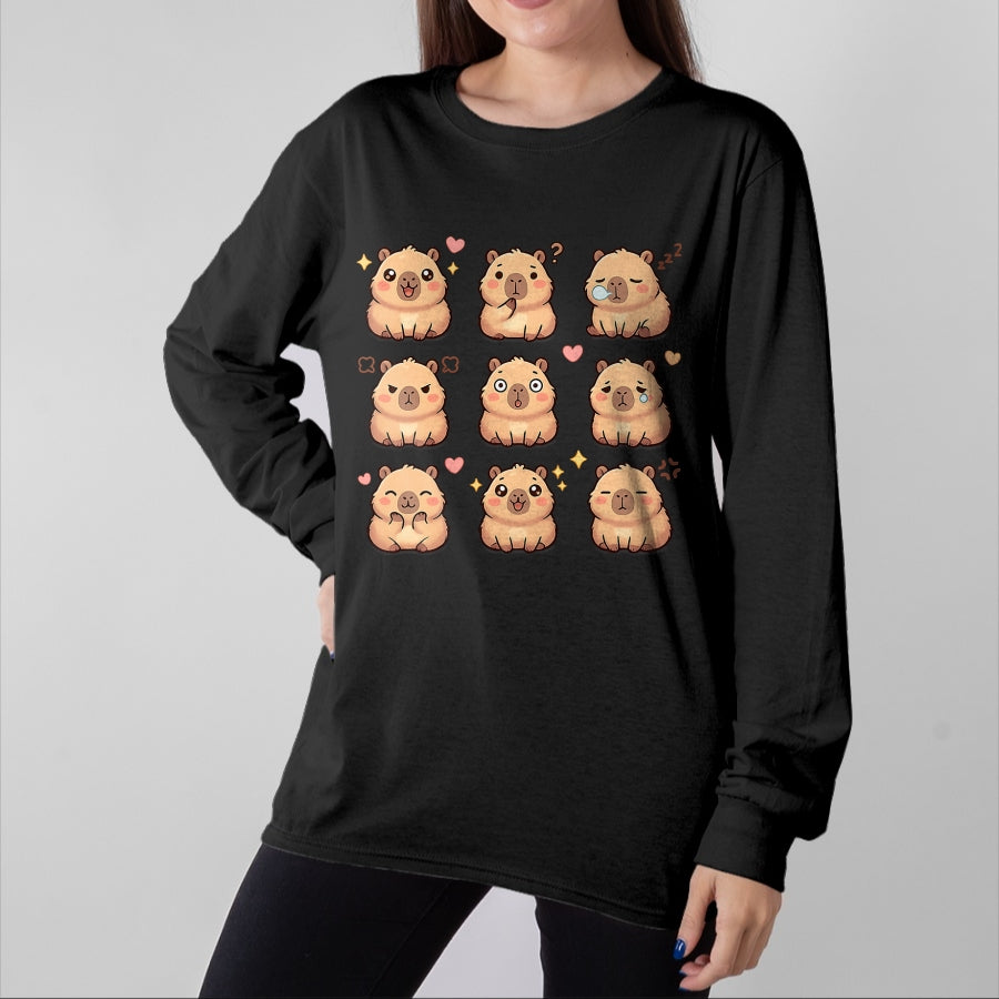 Cute Capybara Shirt, Funny Capybara Unisex T-Shirt/Hoodie/Sweatshirt HLT00 - Cute Kawaii Capybara Chibi Animal Lovers Kids Girl T-Shirt