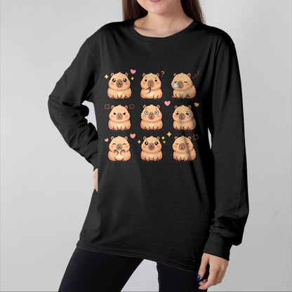 Cute Capybara Shirt, Funny Capybara Unisex T-Shirt/Hoodie/Sweatshirt HLT00 - Cute Kawaii Capybara Chibi Animal Lovers Kids Girl T-Shirt