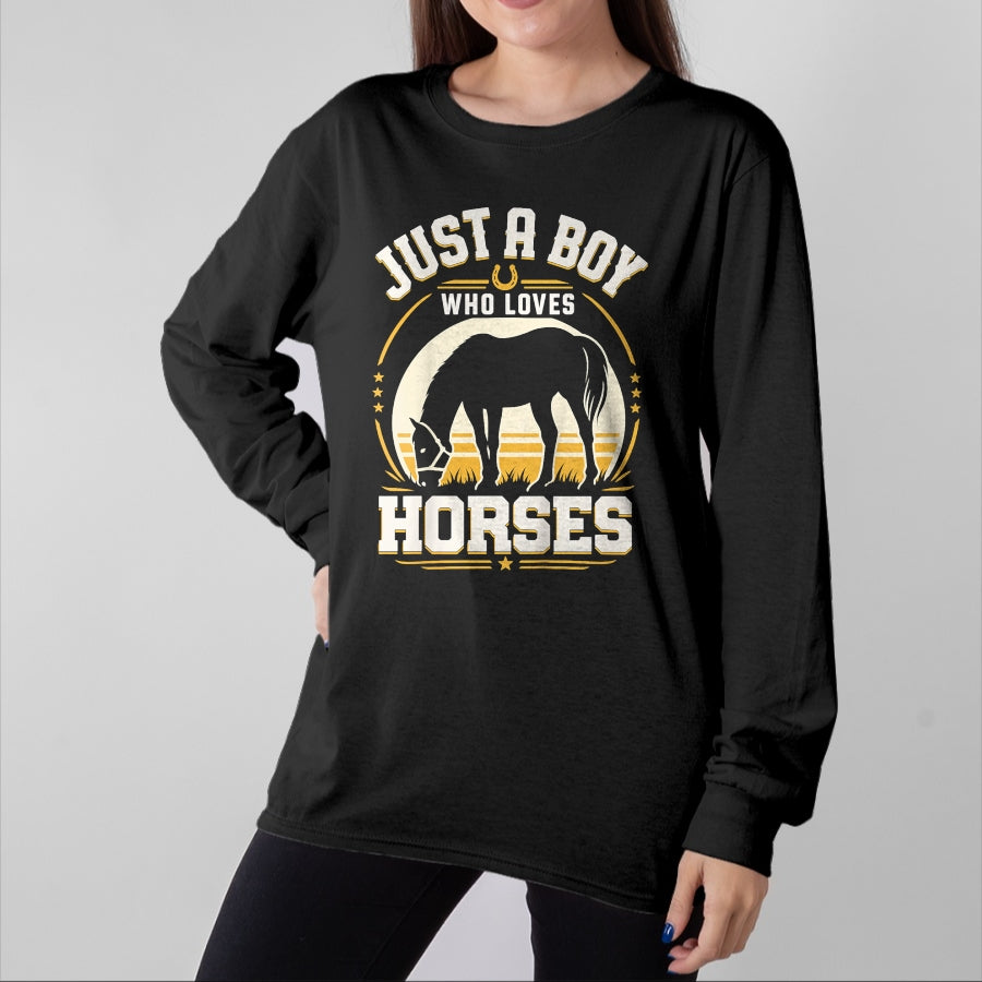 Best Horse Lover Shirt , Funny Horse UnisexT-Shirt/Hoodie/Sweatshirt HLT00 - Kids Just A Boy Who Loves Horses Funny Horse Lover T-Shirt