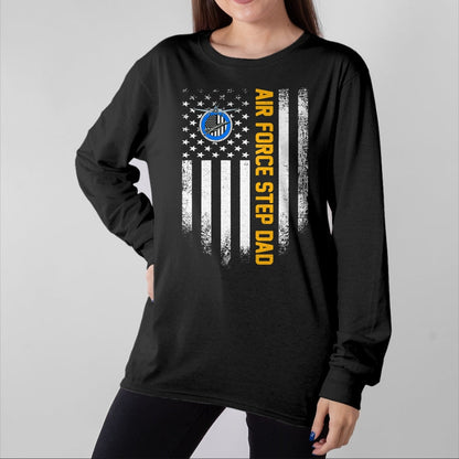Gift for Dad Shirt, Funny Dad Unisex T-Shirt/Hoodie/Sweatshirt HLT00 – Vintage USA American Flag Proud Air Force Veteran Step Dad T-Shirt
