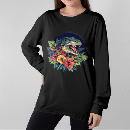 Best Dinosaur Lover Shirt, Funny Dinosaur UnisexT-Shirt/Hoodie/Sweatshirt HLT00 - Dinosaur With Floral Background Artwork T-Shirt