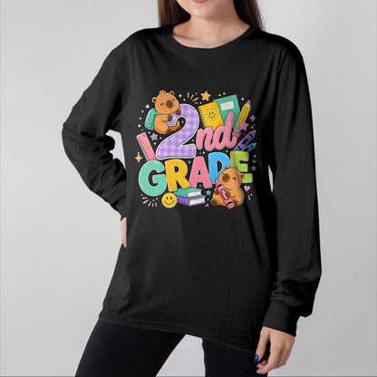 Cute Capybara Shirt, Funny Capybara Unisex T-Shirt/Hoodie/Sweatshirt HLT00 - Cute Capybara 2nd Grade Back to School Second Grader Teacher T-Shirt