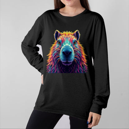 Cute Capybara Shirt, Funny Capybara Unisex T-Shirt/Hoodie/Sweatshirt HLT00 - Funny Colorful Capybara Long Sleeve T-Shirt