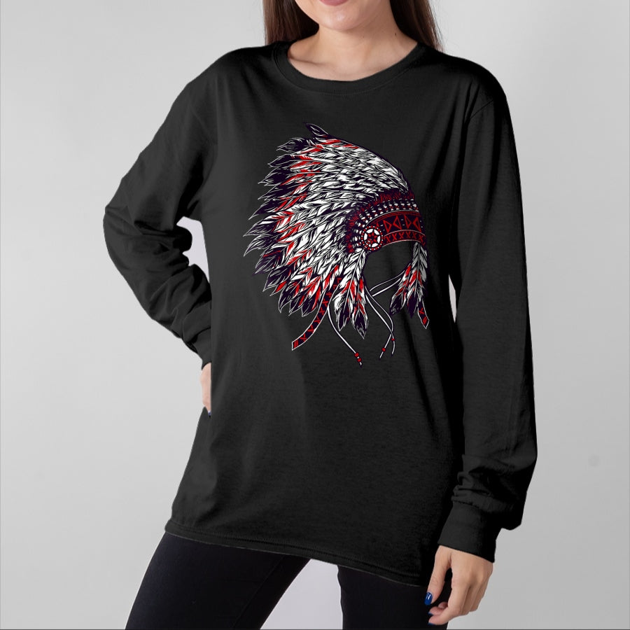 Native American T-Shirts, Vintage Native American Unisex T-Shirt/Hoodie/Sweatshirt HLT00 - Indian Headdress - Native American Roots Indigenous