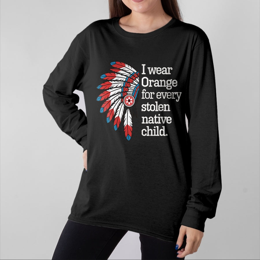 Native American T-Shirts, Vintage Native American Unisex T-Shirt/Hoodie/Sweatshirt HLT00 - I Wear Orange For Every American Native Child (1)