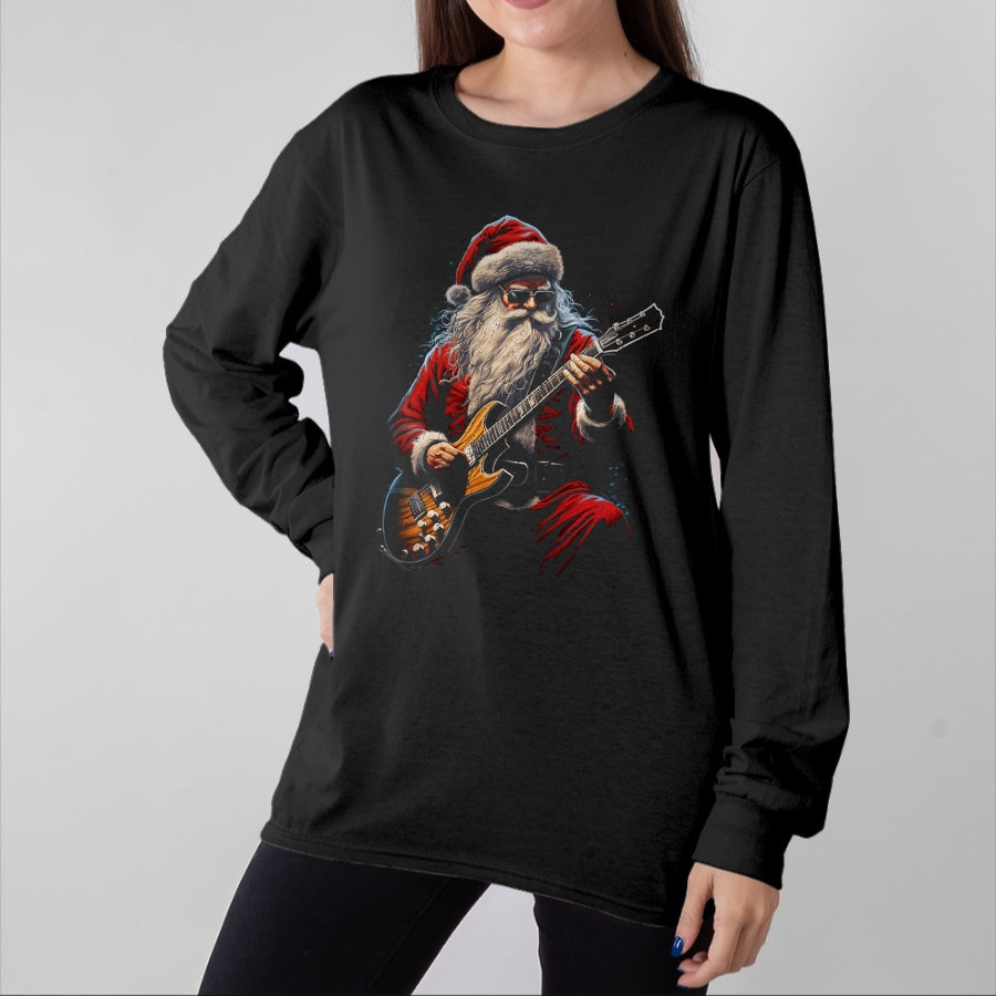 Guitar Lover Shirt, Funny Guitar UnisexT-Shirt/Hoodie/Sweatshirt HLT00 - Rock Guitar Santa Claus Playing Guitar - Funny Christmas T-Shirt