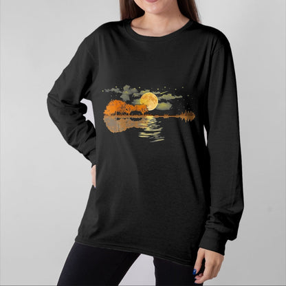 Guitar Lover Shirt, Funny Guitar UnisexT-Shirt/Hoodie/Sweatshirt HLT00 - Guitar Lake Reflections Love Musician Acoustic Guitar T-Shirt, Men, Dark Heather Grey, Large
