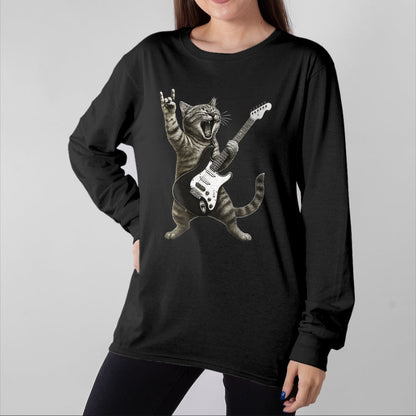 Guitar Lover Shirt, Funny Guitar UnisexT-Shirt/Hoodie/Sweatshirt HLT00 - Funny Cat Playing Guitar Rock and Roll Gifts Men Women Kids T-Shirt
