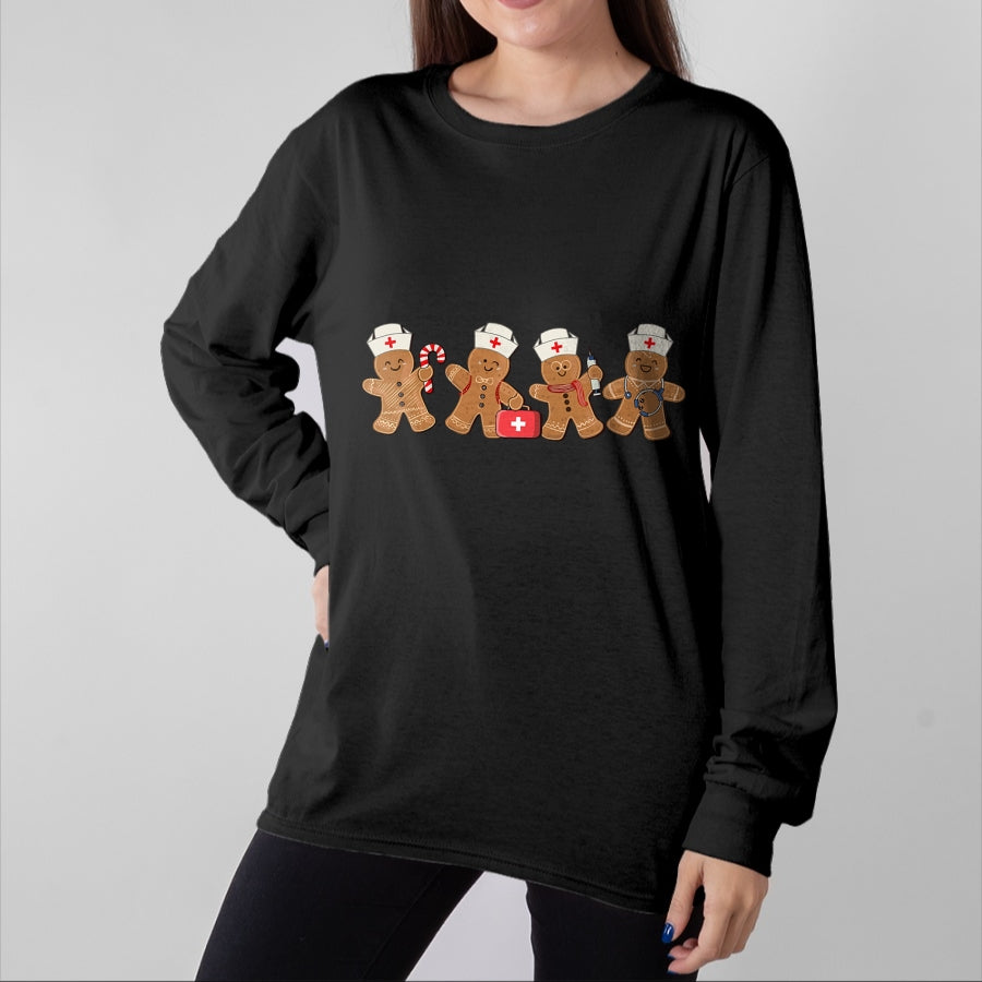 Funny Nurse Shirt, Nurse Unisex T-Shirt/Hoodie/Sweatshirt HLT00 - Nurse Cute Gingerbread Christmas Xmas Holiday Nurses Pajamas T-Shirt