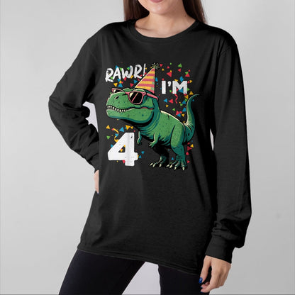 Best Dinosaur Lover Shirt, Funny Dinosaur UnisexT-Shirt/Hoodie/Sweatshirt HLT00 - Kids 4th Birthday Trex Rawr Im 4 Years Old Bday Dino Boys Kids T-Shirt
