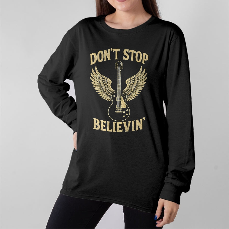 Guitar Lover Shirt, Funny Guitar UnisexT-Shirt/Hoodie/Sweatshirt HLT00 - Don’t Stop Believing 80s 90s Classic Rock Graphic T-Shirt