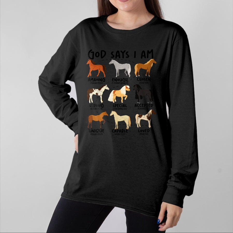 Best Horse Lover Shirt , Funny Horse UnisexT-Shirt/Hoodie/Sweatshirt HLT00 - God Says I Am Horses Christian Women Girls Kids Boy Horse T-Shirt