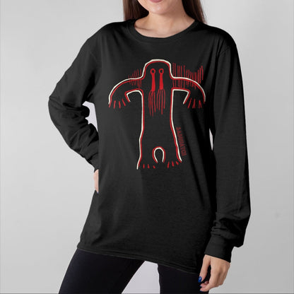 Native American T-Shirts, Vintage Native American Unisex T-Shirt/Hoodie/Sweatshirt HLT00 - Native American Bigfoot -Sasquatch Petroglyph Cave Art