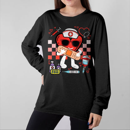 Funny Nurse Shirt, Nurse Unisex T-Shirt/Hoodie/Sweatshirt HLT00 - Heart Nurse Valentines Day Nursing RN ER ICU CNS Women Wife T-Shirt