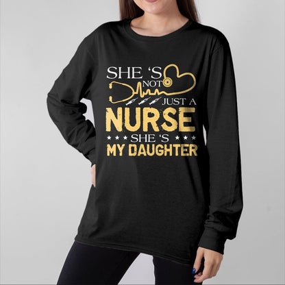 Funny Nurse Shirt, Nurse Unisex T-Shirt/Hoodie/Sweatshirt HLT00 - My Daughter Is A Nurse Proud Nurse's Mom Dad RN LPN Family T-Shirt (3)