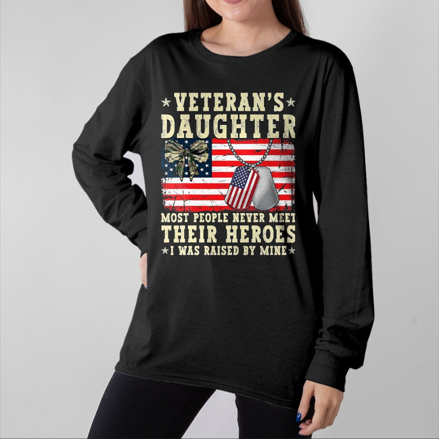 Proud Veteran Shirt, Funny Veteran UnisexT-Shirt/Hoodie/Sweatshirt HLT00 - Veteran_s Daughter Most People Never Meet Their Heroes USA T-Shirt, Men, Black, 3X-Large