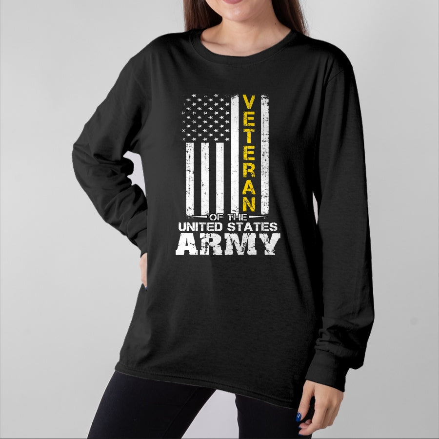 Proud Veteran Shirt, Funny Veteran UnisexT-Shirt/Hoodie/Sweatshirt HLT00 - Veteran of United States US Army Veteran Gold T-Shirt