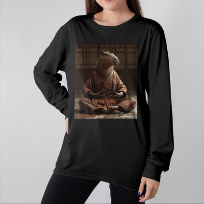 Cute Capybara Shirt, Funny Capybara Unisex T-Shirt/Hoodie/Sweatshirt HLT00 - Funny Graphic Capybara Long Sleeve T-Shirt (2)