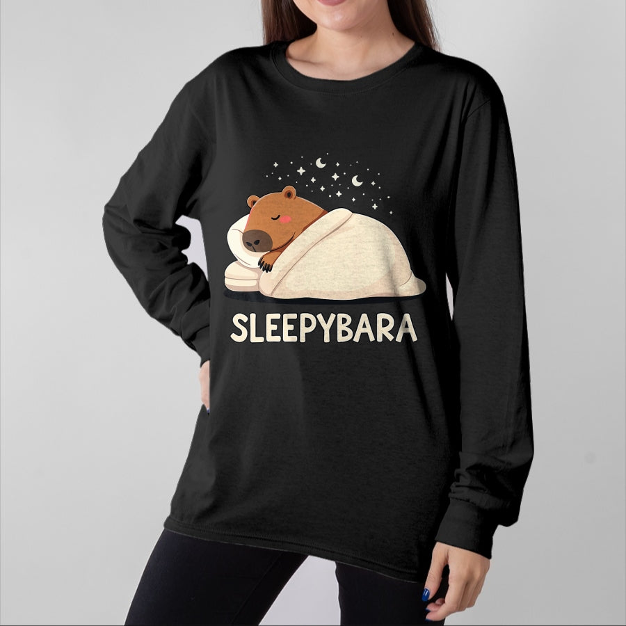 Cute Capybara Shirt, Funny Capybara Unisex T-Shirt/Hoodie/Sweatshirt HLT00 - Capybara Sleep Pajamas Sleepybara T-Shirt