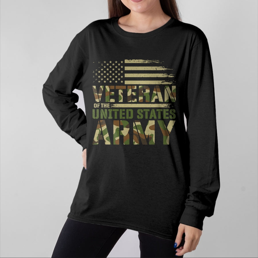 Proud Veteran Shirt, Funny Veteran UnisexT-Shirt/Hoodie/Sweatshirt HLT00 - Veteran of The United States Army Patriotic Camo Military T-Shirt