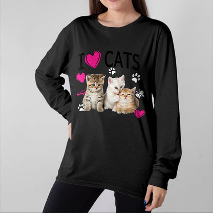 Cat Love Shirt, Funny Cat Lover Gift UnisexT-Shirt/Hoodie/Sweatshirt HLT00 - Cat Lover Tee Cute I Love Cats Kittens Hearts Paws Gift Idea T-Shirt (1)