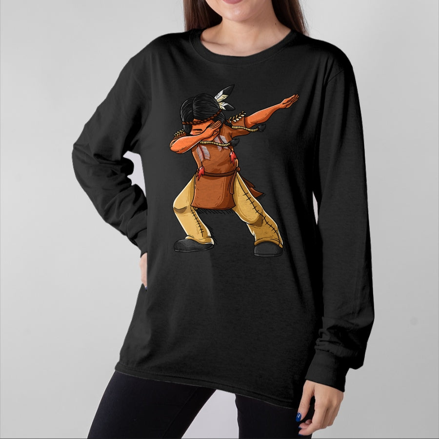 Native American T-Shirts, Vintage Native American Unisex T-Shirt/Hoodie/Sweatshirt HLT00 - Dabbing Indian Funny Cute Native American Dance Dab Gift