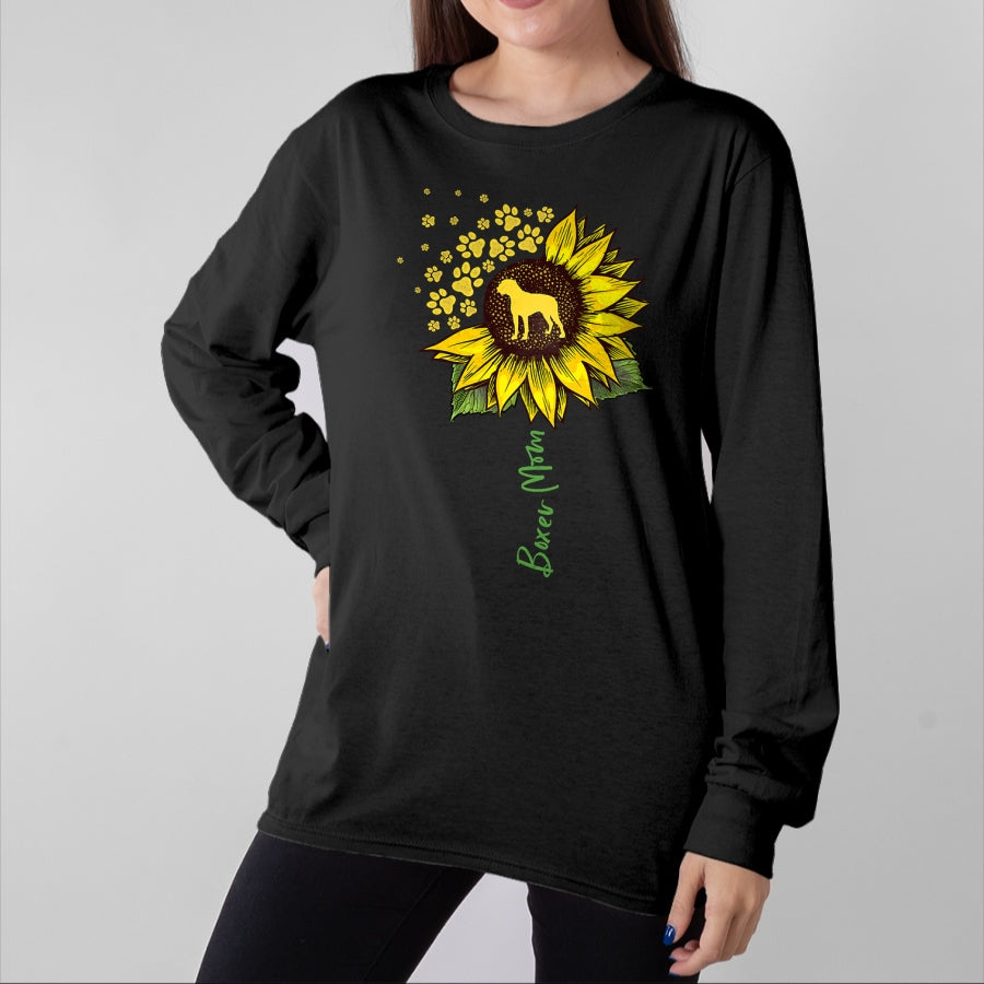 Dog Love Shirt, Dog Lover Gift T-Shirt/Hoodie/Sweatshirt HLT00 - Boxer Mom Sunflower Boxer Dog Gifts Dog Mom Mama T-Shirt