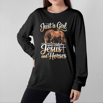 Best Horse Lover Shirt , Funny Horse UnisexT-Shirt/Hoodie/Sweatshirt HLT00 - Just a girl who loves horses and jesus T-Shirt