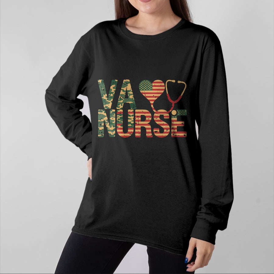 Proud Veteran Shirt, Funny Veteran UnisexT-Shirt/Hoodie/Sweatshirt HLT00 - VA Nurse Stethoscope Heart American Flag Camouflage Retro T-Shirt