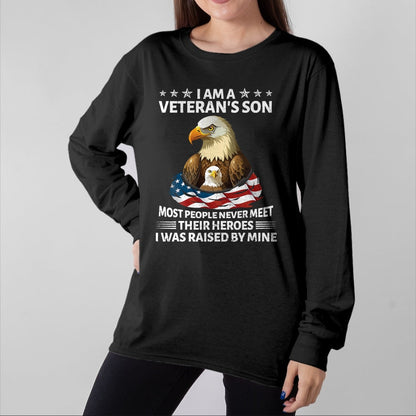 Proud Veteran Shirt, Funny Veteran UnisexT-Shirt/Hoodie/Sweatshirt HLT00 - Proud US Veteran Son I was Raised by My Hero Fathers Day T-Shirt