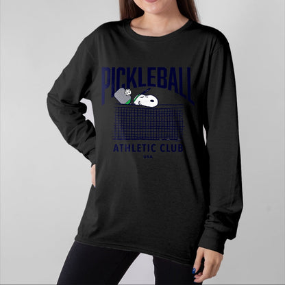 Funny Pickleball Shirt, Pickleball Lover Unisex T-Shirt/Hoodie/Sweatshirt HLT00 - Peanuts - Snoopy Pickleball Athletic Club USA T-Shirt