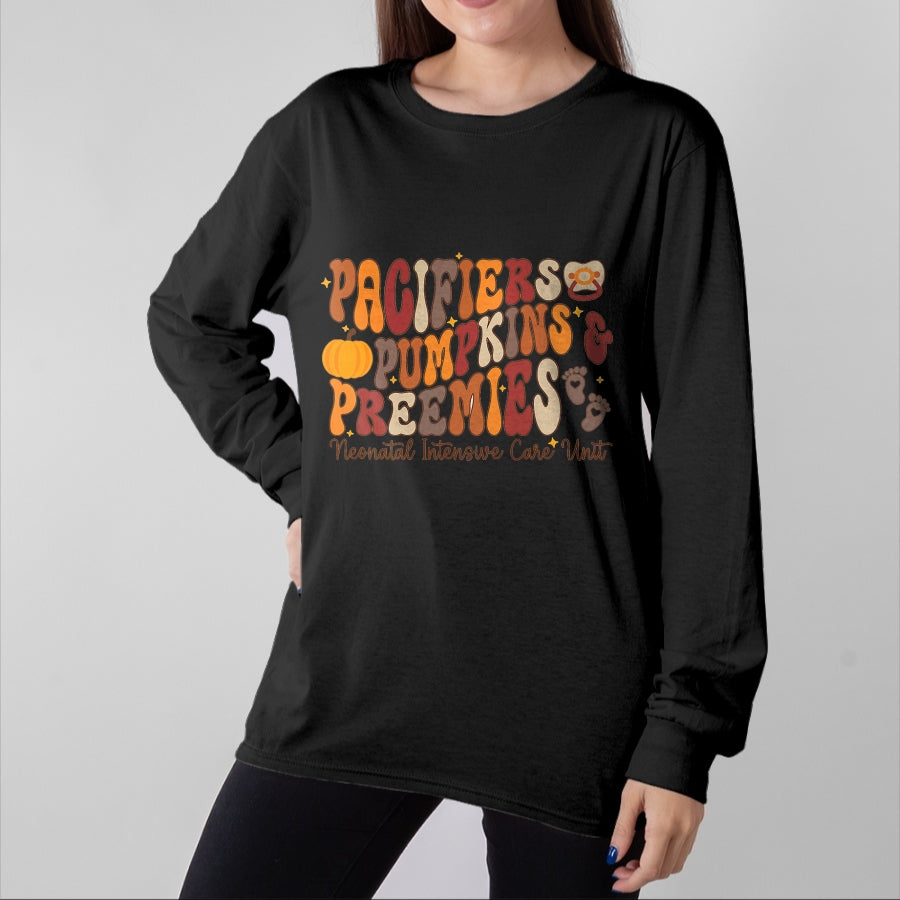 Best Thanksgiving Family Shirt , Funny Thanksgiving UnisexT-Shirt/Hoodie/Sweatshirt HLT00 - Retro Pacifiers Pumpkins Preemies Thanksgiving NICU Nurse T-Shirt