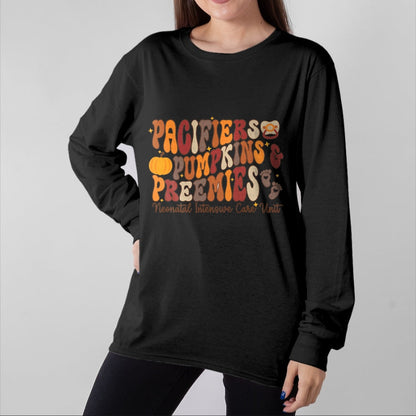 Best Thanksgiving Family Shirt , Funny Thanksgiving UnisexT-Shirt/Hoodie/Sweatshirt HLT00 - Retro Pacifiers Pumpkins Preemies Thanksgiving NICU Nurse T-Shirt