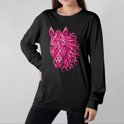 Best Horse Lover Shirt , Funny Horse UnisexT-Shirt/Hoodie/Sweatshirt HLT00 - Pink Ribbon Horse Breast Cancer Awareness T-Shirt