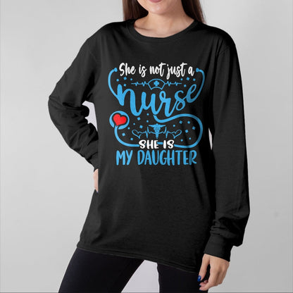 Funny Nurse Shirt, Nurse Unisex T-Shirt/Hoodie/Sweatshirt HLT00 - My Daughter Is A Nurse Proud Nurse's Mom Dad RN LPN Family T-Shirt (2)