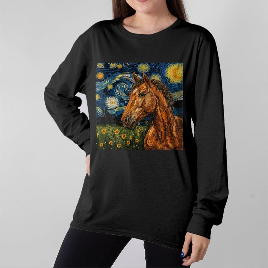 Best Horse Lover Shirt , Funny Horse UnisexT-Shirt/Hoodie/Sweatshirt HLT00 - Horse Lover Van Gogh Style Starry Night Graphic T-Shirt