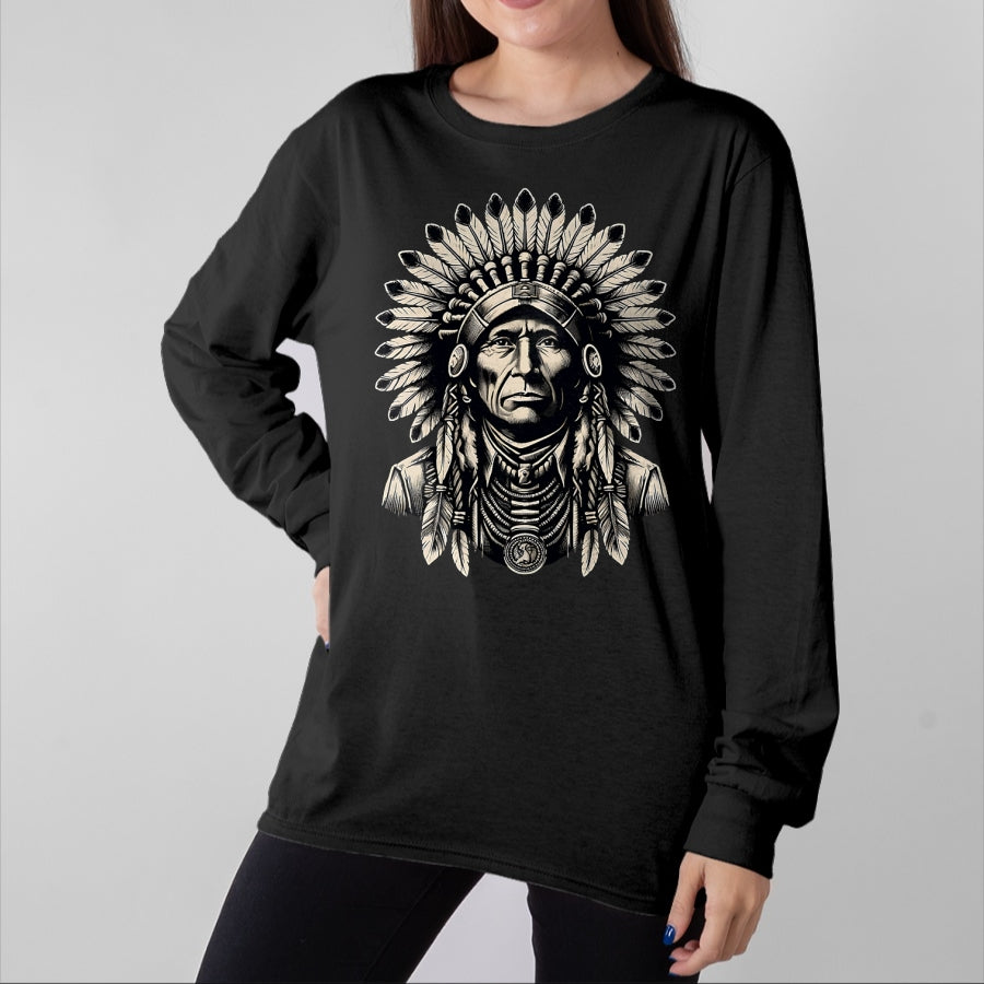 Native American T-Shirts, Vintage Native American Unisex T-Shirt/Hoodie/Sweatshirt HLT00 - Headdress Chief Ancestors Vintage, Native American Indian