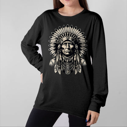Native American T-Shirts, Vintage Native American Unisex T-Shirt/Hoodie/Sweatshirt HLT00 - Headdress Chief Ancestors Vintage, Native American Indian